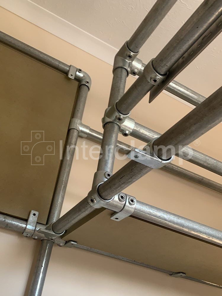 Close up of Interclamp fittings used to construct childs bunk bed